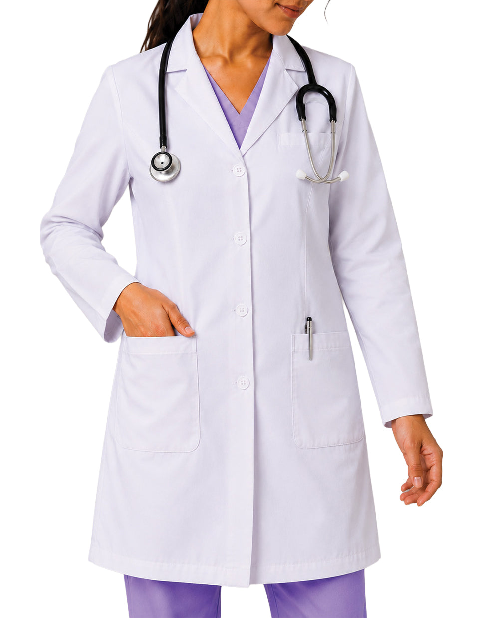Women FlexGO Lab Coat – Knee Length, Full Sleeve