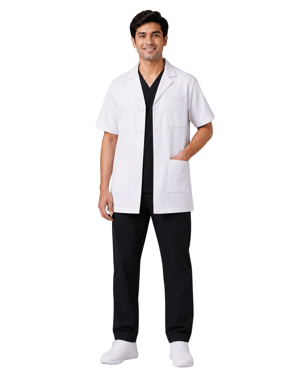 Men FlexGO Lab Coat – Regular Length, Half Sleeve
