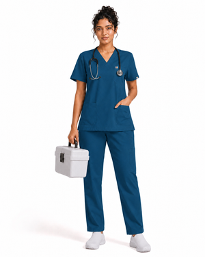 Women FlexPRO V-Neck 9-Pocket Scrub Set