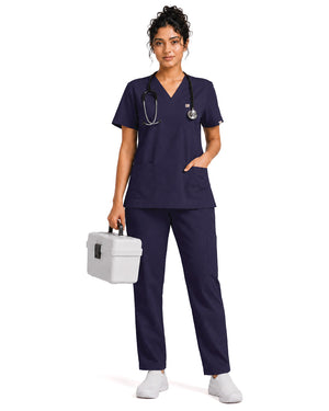 Women FlexPRO V-Neck 9-Pocket Scrub Set