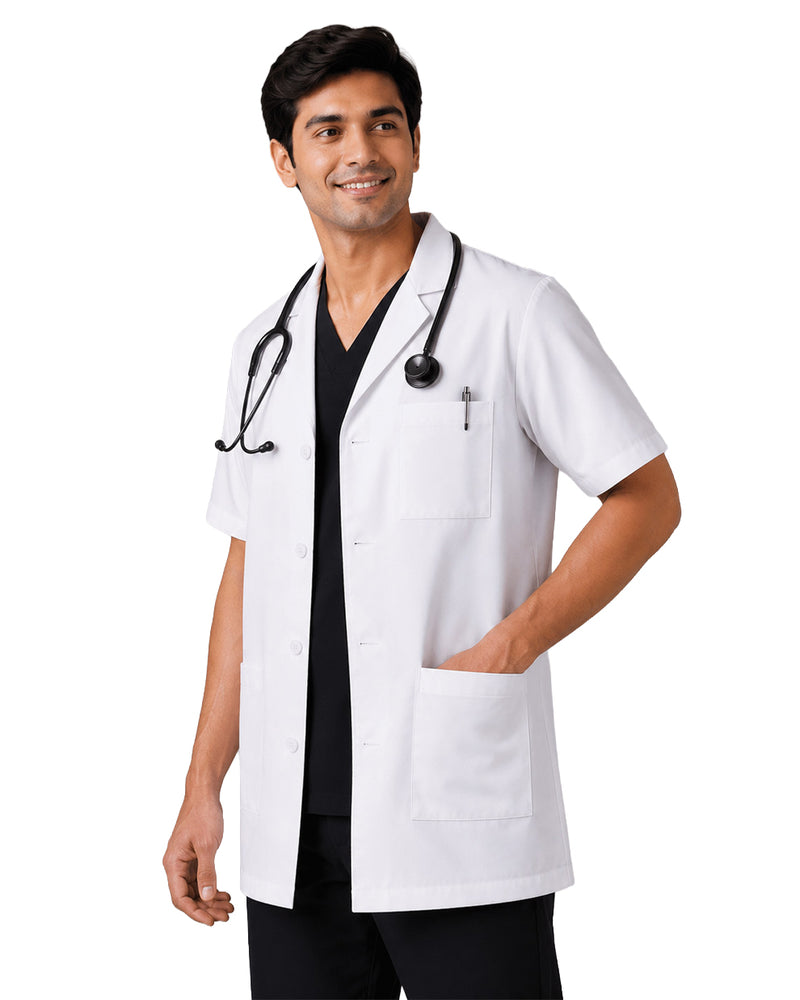 Men FlexGO Lab Coat – Regular Length, Half Sleeve