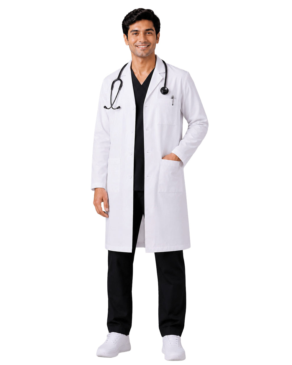Men FlexGO Lab Coat – Knee Length, Full Sleeve
